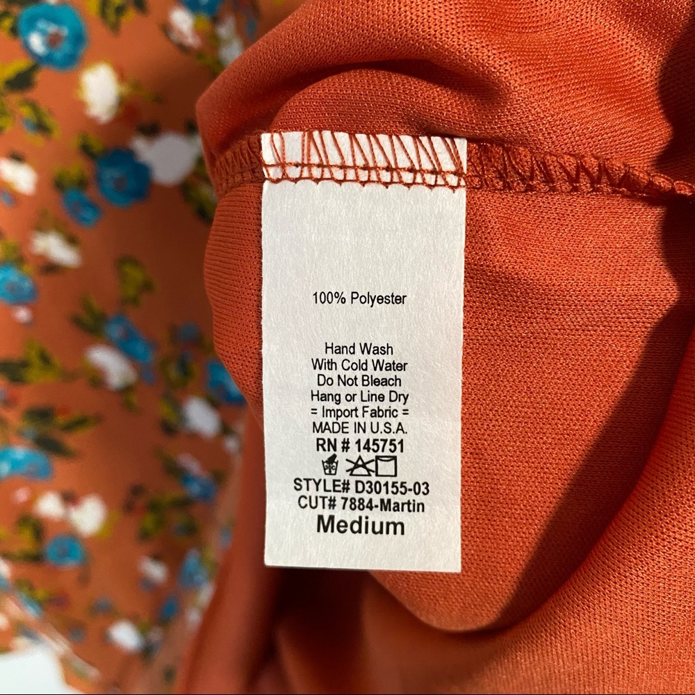 Pinkblush Rust Floral Printed V-Neck Chiffon Maternity Dress NWT Size Medium - Picture 10 of 11